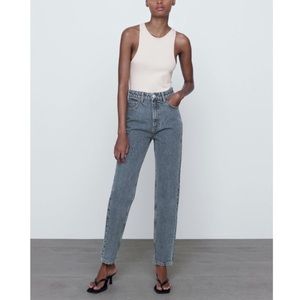 ZARA Bloggers favorite Classic Mom Fit Hi-Rise Ankle Length Gray Jeans